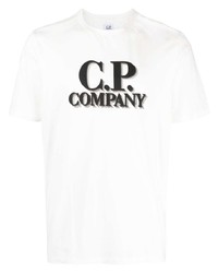 T-shirt à col rond imprimé blanc C.P. Company