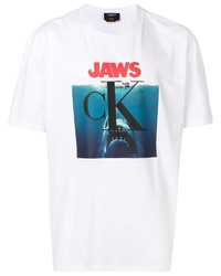 T-shirt à col rond imprimé blanc Calvin Klein 205W39nyc