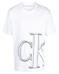 T-shirt à col rond imprimé blanc Calvin Klein Jeans