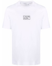 T-shirt à col rond imprimé blanc Calvin Klein