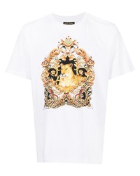 T-shirt à col rond imprimé blanc Camilla