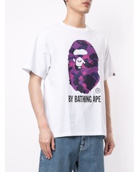 T-shirt à col rond imprimé blanc A Bathing Ape