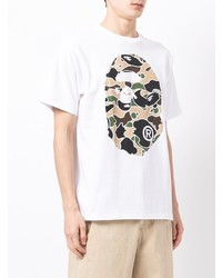 T-shirt à col rond imprimé blanc A Bathing Ape