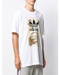 T-shirt à col rond imprimé blanc adidas