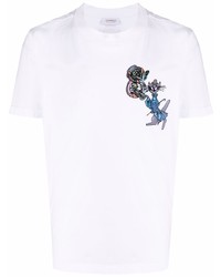 T-shirt à col rond imprimé blanc Canali