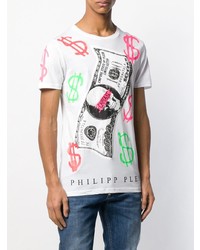 T-shirt à col rond imprimé blanc Philipp Plein