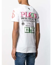 T-shirt à col rond imprimé blanc Philipp Plein