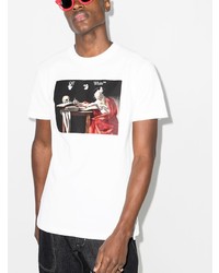 T-shirt à col rond imprimé blanc Off-White