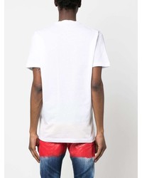 T-shirt à col rond imprimé blanc DSQUARED2