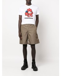 T-shirt à col rond imprimé blanc DSQUARED2