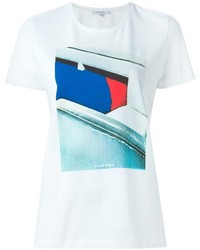 T-shirt à col rond imprimé blanc Carven