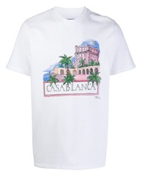 T-shirt à col rond imprimé blanc Casablanca