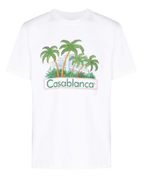 T-shirt à col rond imprimé blanc Casablanca