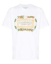 T-shirt à col rond imprimé blanc Casablanca