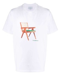 T-shirt à col rond imprimé blanc Casablanca