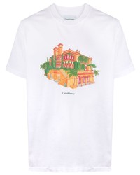 T-shirt à col rond imprimé blanc Casablanca