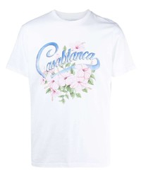 T-shirt à col rond imprimé blanc Casablanca