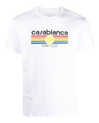 T-shirt à col rond imprimé blanc Casablanca