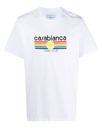 T-shirt à col rond imprimé blanc Casablanca