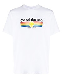 T-shirt à col rond imprimé blanc Casablanca