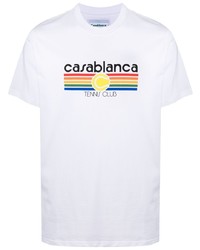 T-shirt à col rond imprimé blanc Casablanca