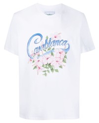 T-shirt à col rond imprimé blanc Casablanca