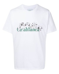 T-shirt à col rond imprimé blanc Casablanca