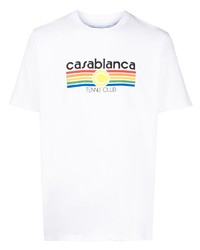 T-shirt à col rond imprimé blanc Casablanca