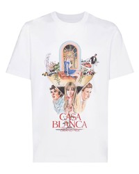 T-shirt à col rond imprimé blanc Casablanca