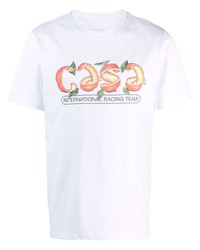 T-shirt à col rond imprimé blanc Casablanca