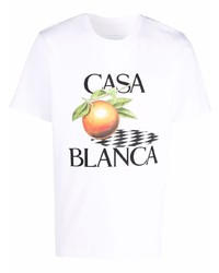 T-shirt à col rond imprimé blanc Casablanca