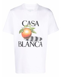 T-shirt à col rond imprimé blanc Casablanca