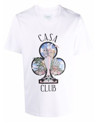 T-shirt à col rond imprimé blanc Casablanca