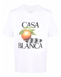 T-shirt à col rond imprimé blanc Casablanca