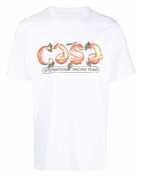 T-shirt à col rond imprimé blanc Casablanca