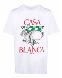 T-shirt à col rond imprimé blanc Casablanca