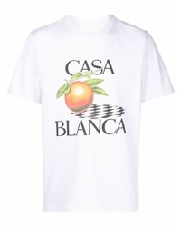 T-shirt à col rond imprimé blanc Casablanca