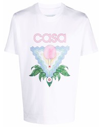 T-shirt à col rond imprimé blanc Casablanca