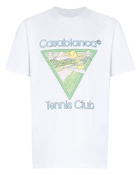 T-shirt à col rond imprimé blanc Casablanca