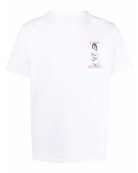 T-shirt à col rond imprimé blanc Casablanca