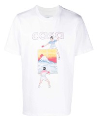 T-shirt à col rond imprimé blanc Casablanca