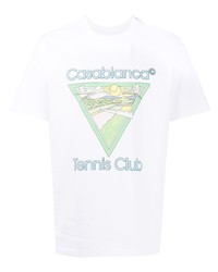 T-shirt à col rond imprimé blanc Casablanca