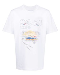 T-shirt à col rond imprimé blanc Casablanca