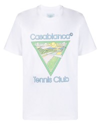 T-shirt à col rond imprimé blanc Casablanca