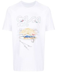 T-shirt à col rond imprimé blanc Casablanca