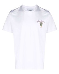 T-shirt à col rond imprimé blanc Casablanca