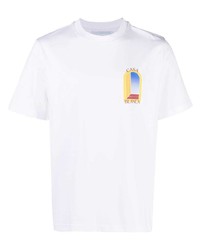 T-shirt à col rond imprimé blanc Casablanca