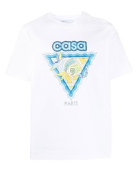 T-shirt à col rond imprimé blanc Casablanca