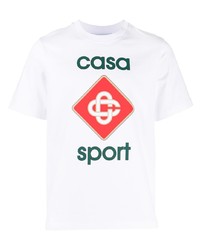 T-shirt à col rond imprimé blanc Casablanca