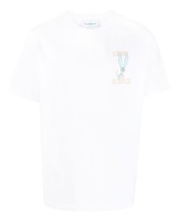 T-shirt à col rond imprimé blanc Casablanca